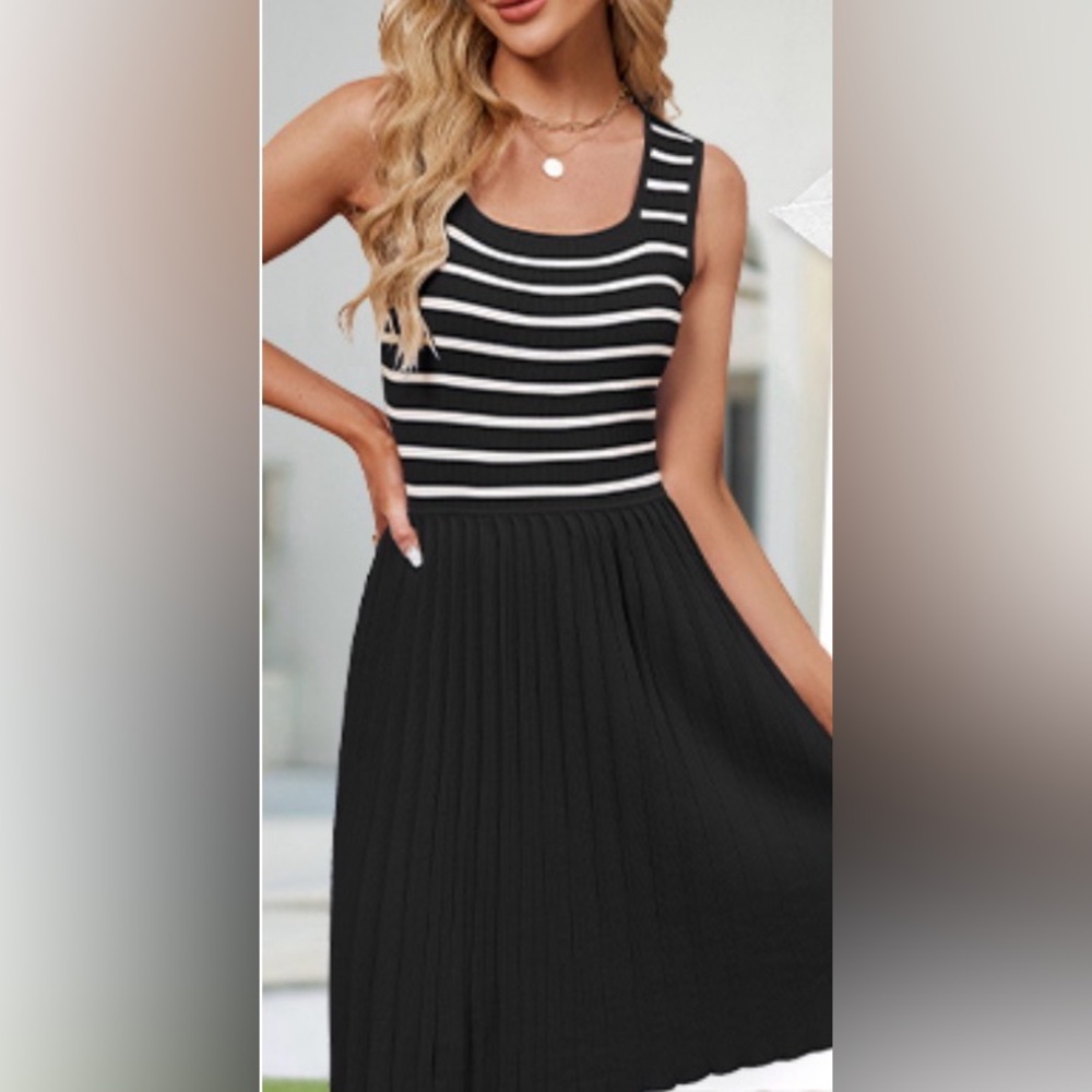 Black and White Knit Mini Dress